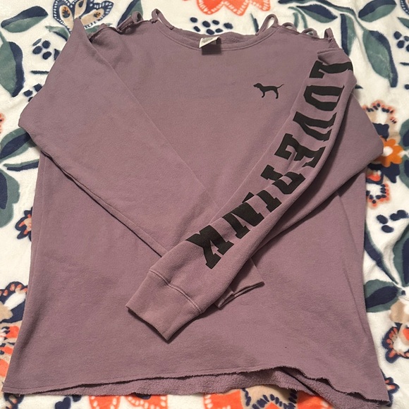 PINK Victoria's Secret Tops - PINK Victoria's Secret Lavender Sweatshirt